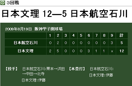 ３回戦日本航空石川